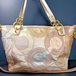 Authenticated Coach Purse Handbag Shoulder M0993-14833 Inlaid Art 09 Vintage CN